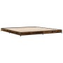 Estructura cama madera ingeniería metal roble ahumado 180x200cm de vidaXL, Camas y somieres - Ref: Foro24-845133, Precio: 111...