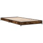 Estructura cama madera ingeniería metal roble ahumado 90x200 cm de vidaXL, Camas y somieres - Ref: Foro24-845178, Precio: 66,...