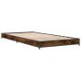 Engineered wood bed frame metal smoke oak 100x200 cm by vidaXL, Beds and slatted bases - Ref: Foro24-845173, Price: 66,99 €, ...