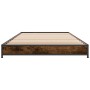 Estructura cama madera ingeniería metal roble humo 100x200 cm de vidaXL, Camas y somieres - Ref: Foro24-845173, Precio: 66,88...