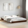 Estructura cama madera ingeniería metal marrón roble 135x190 cm de vidaXL, Camas y somieres - Ref: Foro24-845165, Precio: 87,...