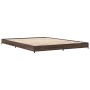 Estructura cama madera ingeniería metal marrón roble 135x190 cm de vidaXL, Camas y somieres - Ref: Foro24-845165, Precio: 87,...