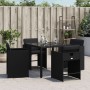 Garden chairs with cushions 4 units black synthetic rattan by vidaXL, Garden chairs - Ref: Foro24-4007456, Price: 193,82 €, D...