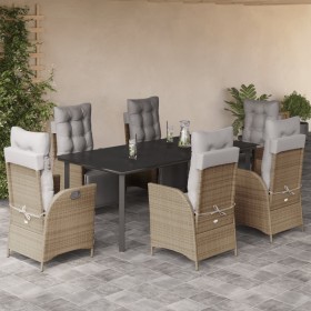 7-teiliges Garten-Essset mit beigen Kissen aus synthetischem Rattan von vidaXL, Gartensets - Ref: Foro24-3213460, Preis: 1,00...