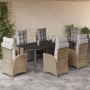 7-piece garden dining set with beige synthetic rattan cushions by vidaXL, Garden sets - Ref: Foro24-3213460, Price: 1,00 €, D...