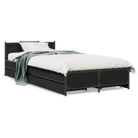 Black engineered wood bed with drawers 90x200 cm by vidaXL, Beds and slatted bases - Ref: Foro24-3279967, Price: 154,50 €, Di...