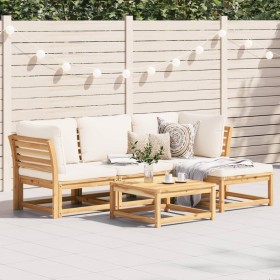 5-teiliges Gartenmöbel-Set mit Kissen aus massivem Akazienholz von vidaXL, Modulare Sofas für den Außenbereich - Ref: Foro24-...