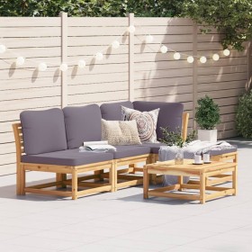 5-piece garden furniture set with solid acacia wood cushions by vidaXL, Modular outdoor sofas - Ref: Foro24-3214308, Price: 5...