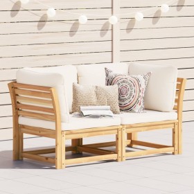 2 seater garden sofa with solid acacia wood cushions by vidaXL, Modular outdoor sofas - Ref: Foro24-3214290, Price: 288,74 €,...