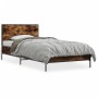 Engineered wood bed frame metal smoked oak 90x200 cm by vidaXL, Beds and slatted bases - Ref: Foro24-845519, Price: 104,17 €,...