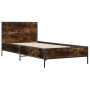 Estructura cama madera ingeniería metal roble ahumado 90x200 cm de vidaXL, Camas y somieres - Ref: Foro24-845519, Precio: 104...