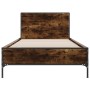 Engineered wood bed frame metal smoked oak 90x200 cm by vidaXL, Beds and slatted bases - Ref: Foro24-845519, Price: 104,17 €,...