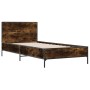 Estructura cama madera ingeniería metal roble humo 75x190 cm de vidaXL, Camas y somieres - Ref: Foro24-845559, Precio: 97,99 ...