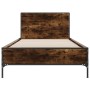 Estructura cama madera ingeniería metal roble humo 75x190 cm de vidaXL, Camas y somieres - Ref: Foro24-845559, Precio: 97,99 ...