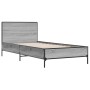 Estructura cama madera ingeniería metal gris Sonoma 90x190 cm de vidaXL, Camas y somieres - Ref: Foro24-845565, Precio: 105,1...