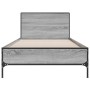 Estructura cama madera ingeniería metal gris Sonoma 90x190 cm de vidaXL, Camas y somieres - Ref: Foro24-845565, Precio: 105,1...