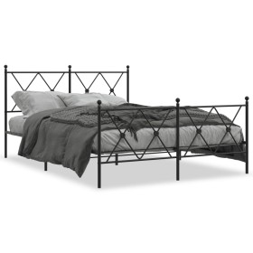 Black metal headboard and footboard bed frame 140x200 cm by vidaXL, Beds and slatted bases - Ref: Foro24-376521, Price: 126,7...