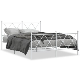 Estructura cama con cabecero y estribo metal blanco 137x190 cm de vidaXL, Camas y somieres - Ref: Foro24-376568, Precio: 123,...