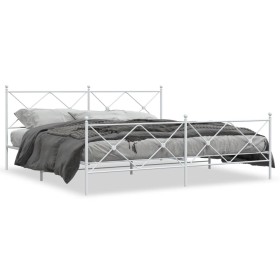 Metal bed frame with headboard and footboard white 193x203 cm by vidaXL, Beds and slatted bases - Ref: Foro24-376575, Price: ...