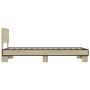 Estructura cama madera ingeniería metal roble Sonoma 90x200 cm de vidaXL, Camas y somieres - Ref: Foro24-845808, Precio: 95,8...