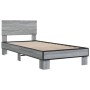 Estructura cama madera ingeniería metal gris Sonoma 90x190 cm de vidaXL, Camas y somieres - Ref: Foro24-845820, Precio: 98,64...