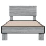 Estructura cama madera ingeniería metal gris Sonoma 90x190 cm de vidaXL, Camas y somieres - Ref: Foro24-845820, Precio: 98,64...