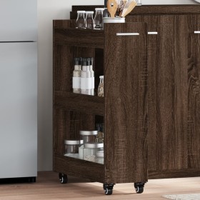 Brown oak engineered wood wardrobe with wheels 60x22x79 cm by vidaXL, Lockers and storage cabinets - Ref: Foro24-840421, Pric...