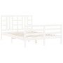 Double bed frame with white solid wood headboard by vidaXL, Beds and slatted bases - Ref: Foro24-3193897, Price: 145,99 €, Di...