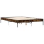 Estructura cama madera ingeniería metal roble ahumado 120x190cm de vidaXL, Camas y somieres - Ref: Foro24-845048, Precio: 94,...