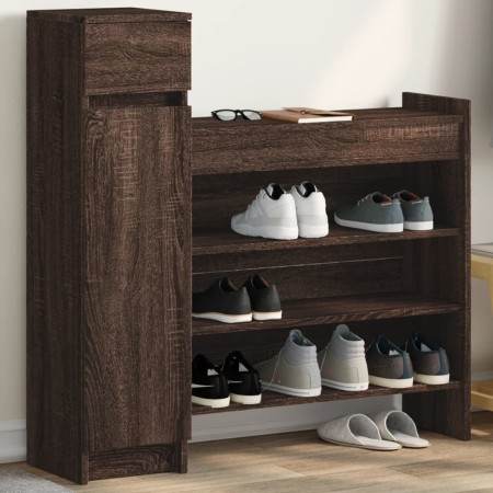 Brown oak engineered wood shoe rack 100.5x28x100 cm by vidaXL, Shoe racks and shoe organizers - Ref: Foro24-840428, Price: 91...