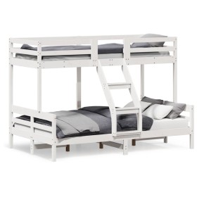 Solid white pine wood bunk bed 80x200/120x200 cm by vidaXL, Beds and slatted bases - Ref: Foro24-3207162, Price: 376,32 €, Di...