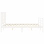 Double bed frame with white solid wood headboard by vidaXL, Beds and slatted bases - Ref: Foro24-3193897, Price: 145,99 €, Di...