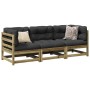 3-piece garden sofa set with impregnated pine wood cushions by vidaXL, Garden sets - Ref: Foro24-3299271, Price: 328,72 €, Di...