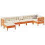 7-piece garden sofa set with wax-brown pine wood cushions by vidaXL, Garden sets - Ref: Foro24-3299549, Price: 640,99 €, Disc...