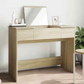 Dressing table with Sonoma oak mirror 100x45x76 cm by vidaXL, Bedroom Dressers - Ref: Foro24-840697, Price: 99,53 €, Discount: %