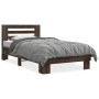 Engineered wood bed frame metal brown oak 75x190 cm by vidaXL, Beds and slatted bases - Ref: Foro24-845661, Price: 97,16 €, D...