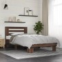 Engineered wood bed frame metal brown oak 75x190 cm by vidaXL, Beds and slatted bases - Ref: Foro24-845661, Price: 97,16 €, D...