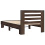 Estructura cama madera ingeniería metal roble marrón 75x190 cm de vidaXL, Camas y somieres - Ref: Foro24-845661, Precio: 97,1...