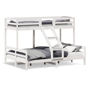 Solid white pine wood bunk bed 90x200/140x200 cm by vidaXL, Beds and slatted bases - Ref: Foro24-3207174, Price: 407,58 €, Di...