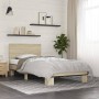 Sonoma oak metal engineered wood bed frame 100x200 cm by vidaXL, Beds and slatted bases - Ref: Foro24-845803, Price: 98,41 €,...