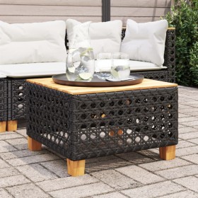 Garden table PE rattan and black acacia wood 55x55x36 cm by vidaXL, Garden tables - Ref: Foro24-365929, Price: 77,40 €, Disco...