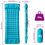 Colchón de camping autoinflable con almohada 1 persona azul