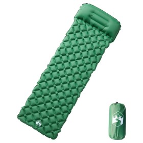 Inflatable camping mattress with pillow 1 person green by vidaXL, Air mattresses - Ref: Foro24-4007111, Price: 31,99 €, Disco...