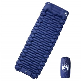 Colchón de camping autoinflable con almohada 1 persona azul