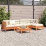 6-piece garden sofa set with wax-brown pine wood cushions by vidaXL, Garden sets - Ref: Foro24-3299405, Price: 495,07 €, Disc...