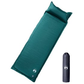 Colchón de camping autoinflable con almohada 1 persona verde de vidaXL, Colchones de aire - Ref: Foro24-4007126, Precio: 34,9...