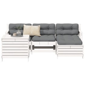 Gartensofa-Set 5-teilig aus massivem weißem Kiefernholz von vidaXL, Gartensets - Ref: Foro24-3250505, Preis: 378,99 €, Rabatt: %