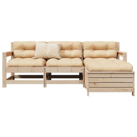 Gartensofa-Set 4-teilig aus massivem Kiefernholz von vidaXL, Gartensets - Ref: Foro24-3250800, Preis: 223,99 €, Rabatt: %