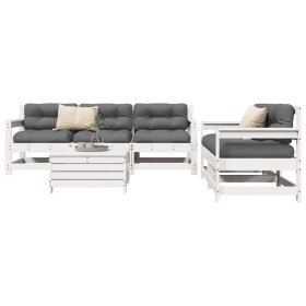 Gartensofa-Set 6-teilig aus massivem weißem Kiefernholz von vidaXL, Gartensets - Ref: Foro24-3250821, Preis: 413,99 €, Rabatt: %