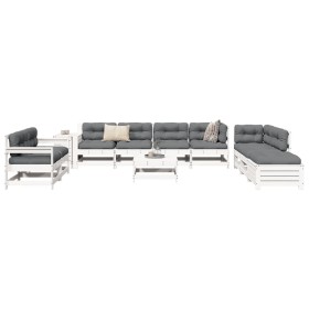 Gartensofa-Set 11-teilig aus massivem weißem Kiefernholz von vidaXL, Gartensets - Ref: Foro24-3250629, Preis: 821,99 €, Rabat...